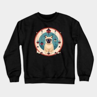 Siamese Cat Xmas Ornament, Love Cats Crewneck Sweatshirt